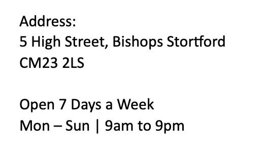 Address: 2 Old Montague Street London E1 5NG Open 7 Days a Week Mon-Sun | 10am - 2am